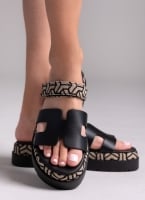 Flatforms σανδάλια δερμάτινα με print Mariella Fabiani 2524/91
