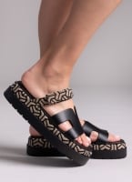 Flatforms σανδάλια δερμάτινα με print Mariella Fabiani 2524/91