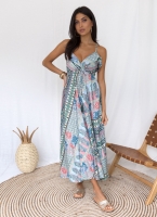 Φόρεμα boho μεταξωτό με λαχούρια