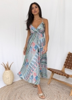Φόρεμα boho μεταξωτό με λαχούρια