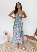 Φόρεμα boho μεταξωτό με λαχούρια
