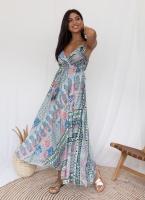 Φόρεμα boho μεταξωτό με λαχούρια