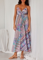 Φόρεμα boho μεταξωτό με λαχούρια