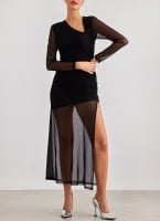 Φόρεμα μάξι διαφάνεια με διακριτικό glitter LUMINA