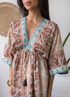 Boho φόρεμα μεταξωτό με λαχούρια