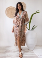 Boho φόρεμα μεταξωτό με λαχούρια