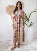 Boho φόρεμα μεταξωτό με λαχούρια