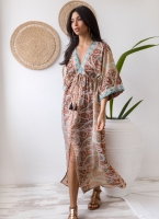 Boho φόρεμα μεταξωτό με λαχούρια