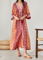 Boho φόρεμα μεταξωτό με λαχούρια