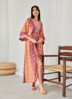 Boho φόρεμα μεταξωτό με λαχούρια