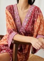 Boho φόρεμα μεταξωτό με λαχούρια