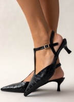 Γόβες κροκό μυτερές t-strap TFP