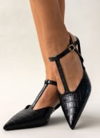 Γόβες κροκό μυτερές t-strap TFP