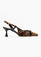 Γόβες μυτερές slingback από συνθετικό ponyskin TFP