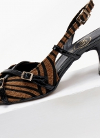 Γόβες μυτερές slingback από συνθετικό ponyskin TFP