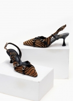 Γόβες μυτερές slingback από συνθετικό ponyskin TFP
