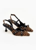 Γόβες μυτερές slingback από συνθετικό ponyskin TFP