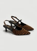 Γόβες μυτερές slingback από συνθετικό ponyskin TFP