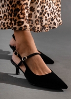 Γόβες μυτερές slingback από ύφασμα velvet TFP