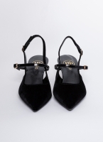 Γόβες μυτερές slingback από ύφασμα velvet TFP