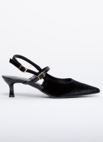 Γόβες μυτερές slingback από ύφασμα velvet TFP