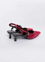 Γόβες μυτερές slingback από ύφασμα velvet TFP