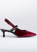Γόβες μυτερές slingback από ύφασμα velvet TFP