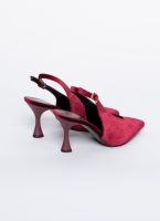 Γόβες μυτερές slingback από velvet ύφασμα TFP