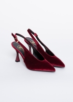 Γόβες μυτερές slingback από velvet ύφασμα TFP