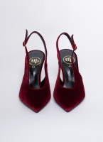 Γόβες μυτερές slingback από velvet ύφασμα TFP