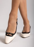 Γόβες μυτερές slingback με διχρωμία
