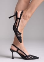 Γόβες μυτερές slingback με πλεκτό σχέδιο ERYNN