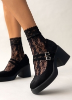 Γόβες suede Mary Jane με διπλή μπαρέτα