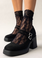 Γόβες suede Mary Jane με διπλή μπαρέτα