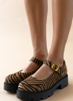 Μπαλαρίνες Mary Janes chunky από συνθετικό ponyskin TFP