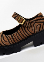 Μπαλαρίνες Mary Janes chunky από συνθετικό ponyskin TFP