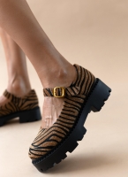 Μπαλαρίνες Mary Janes chunky από συνθετικό ponyskin TFP