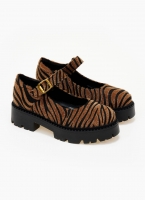 Μπαλαρίνες Mary Janes chunky από συνθετικό ponyskin TFP