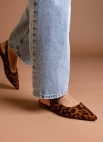 Μπαλαρίνες μυτερές suede slingback με στρας ERYNN