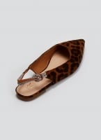 Μπαλαρίνες μυτερές suede slingback με στρας ERYNN
