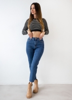 Μπλούζα cropped με ρίγες BISOU