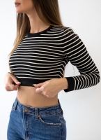 Μπλούζα cropped με ρίγες BISOU