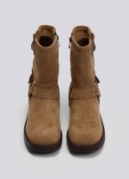 Μποτάκια biker suede με κρίκο