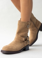 Μποτάκια biker suede με κρίκο