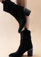 Μποτάκια cowboy suede με ραφές