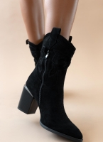 Μποτάκια cowboy suede με ραφές