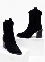 Μποτάκια cowboy suede με ραφές