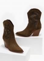 Μποτάκια suede cowboy με στρας Belucci