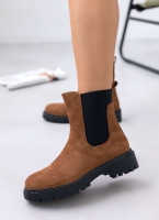 Μποτάκια suede με λάστιχο και στρας ERYNN