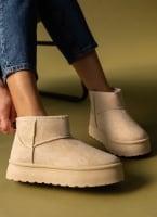 Μποτάκια suede με συνθετική γούνα